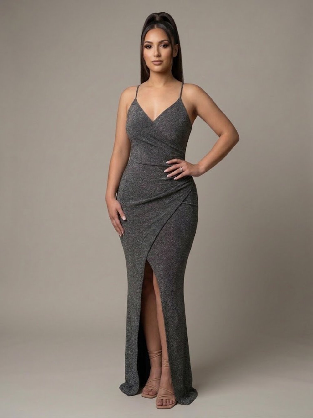 Sparkly Silver Floor Length Special Event Gown - NWT